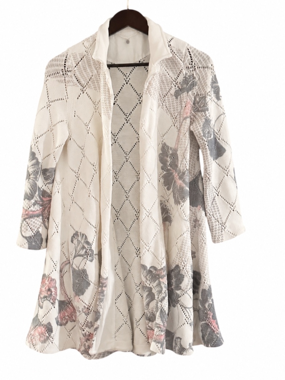 Anthropologie Knitted & Knotted Diamondlink Floral Cardigan Sweater – Size S